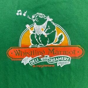 Vintage 80s Whistling Marmot deli‎ creamery St Patrick's Patty Day shirt LARGE